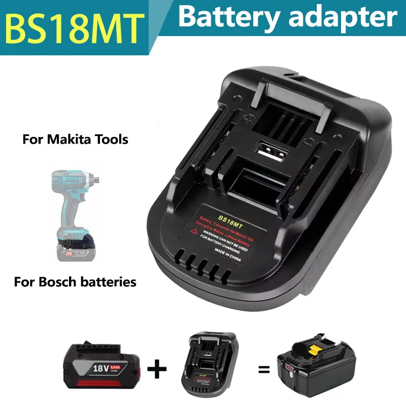 BS18MT Battery Adapter with USB.Used for Bosch 18V Lithium Batteries Instead of Makita Batteries, Using Makita 18V Power Tools
