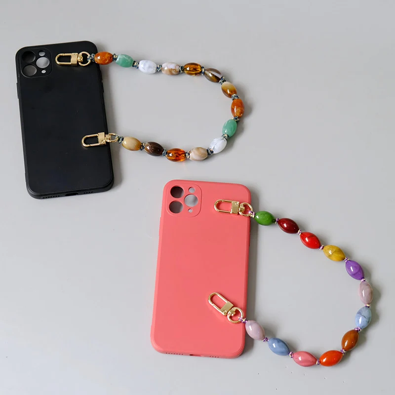 New Woman Bag Accessory Colorful Acrylic Resin Bead Part Handcrafted Wristband Cute Phone Case Strap Women Bag Handle Chain