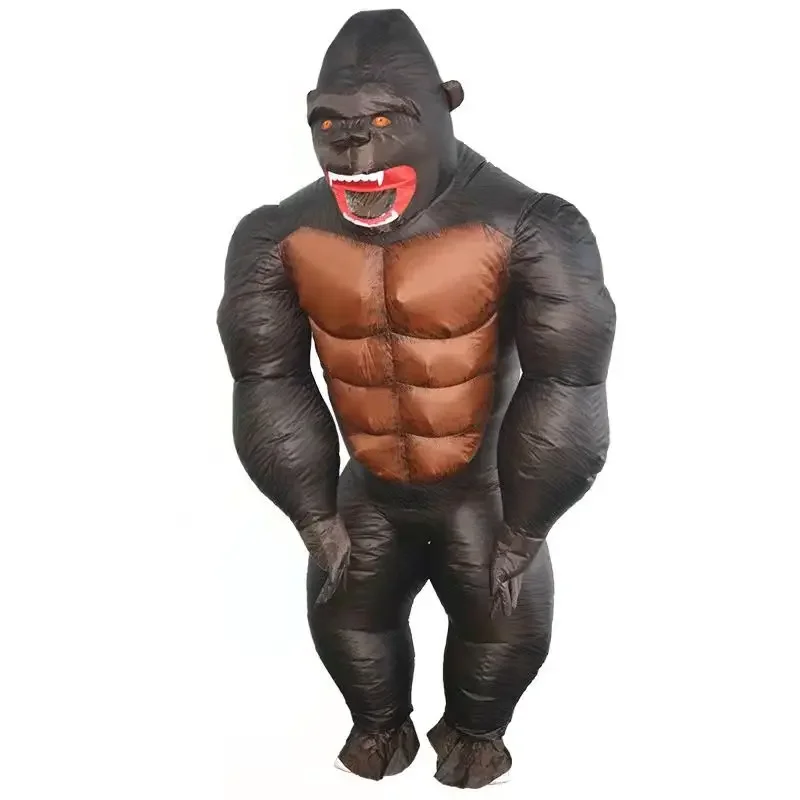 Gorilla Costume Inflatable Suit for Adult Kids Monkey Mascot Cosplay Anime Halloween Air Blow Jumpsuit Carnival Festival Outfit