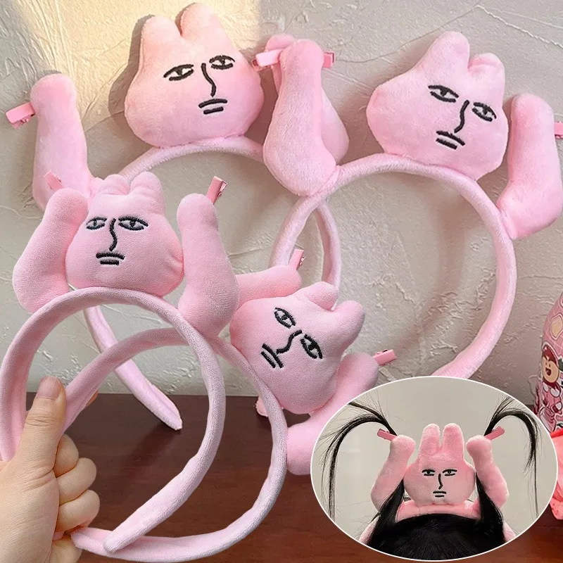 

1PC Women Pink Rabbit Headband Funny Creative Cute Plush Hair Bands Fashion Hair Accessories Sweet Rabbit Bangs Clip Headwear