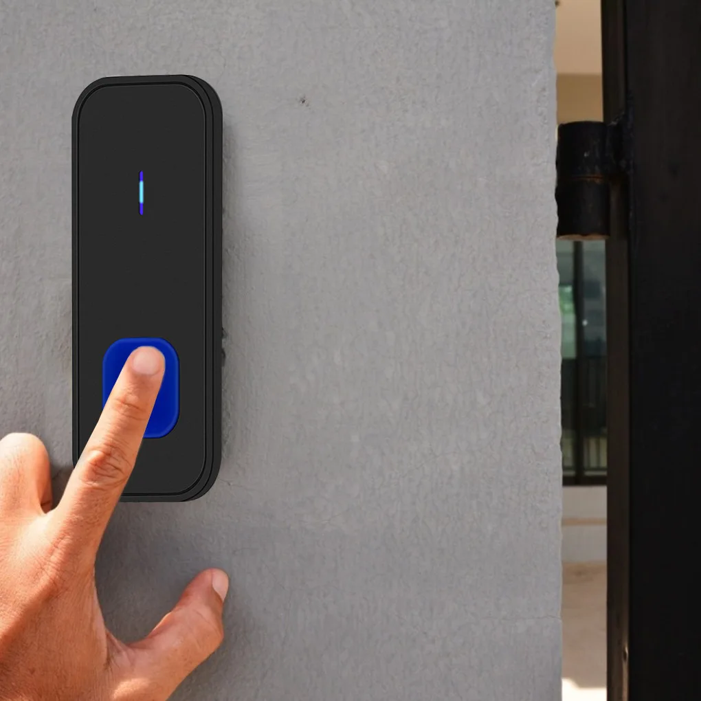 طقم جرس باب لاسلكي LED خارجي مقاوم للماء 55 جرس باب رنين 5 مستويات حجم استقبال للمنزل