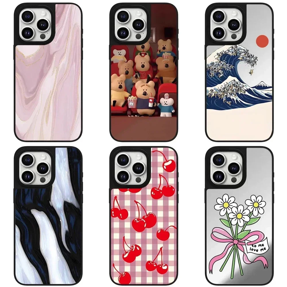 

Cherry Marble Mirror Magnetic iPhone 11 12 13 14 15 Pro Max Protective Case