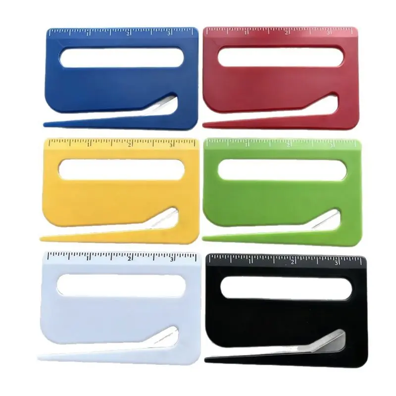 [new-a25p】-mail-cutter-with-6-pcs-plastic-letter-opener-and-ruler-for-home-and-office-use