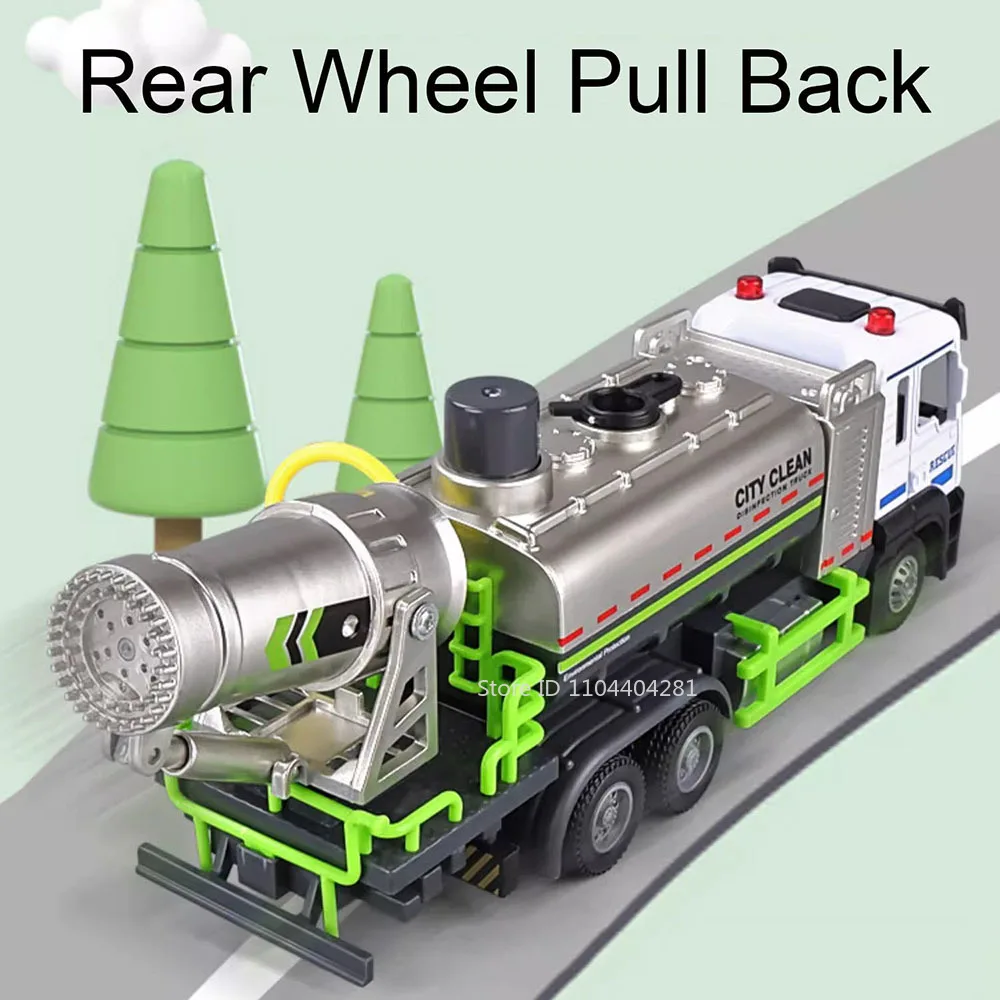 1:32 Stedelijke Anti Haze Legering Voertuigen Sanitaire Auto Model Diecast Speelgoed met Geluid Licht Pull Back Modellen voor kinderen Leuke Geschenken