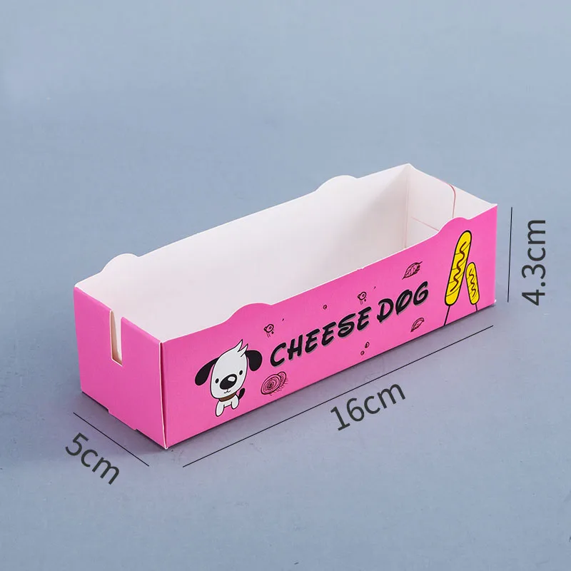 100pcs Hot Dog Packaging Box Paper Disposable Party Tableware Food Serving Tray for Caterers Catering Boxes