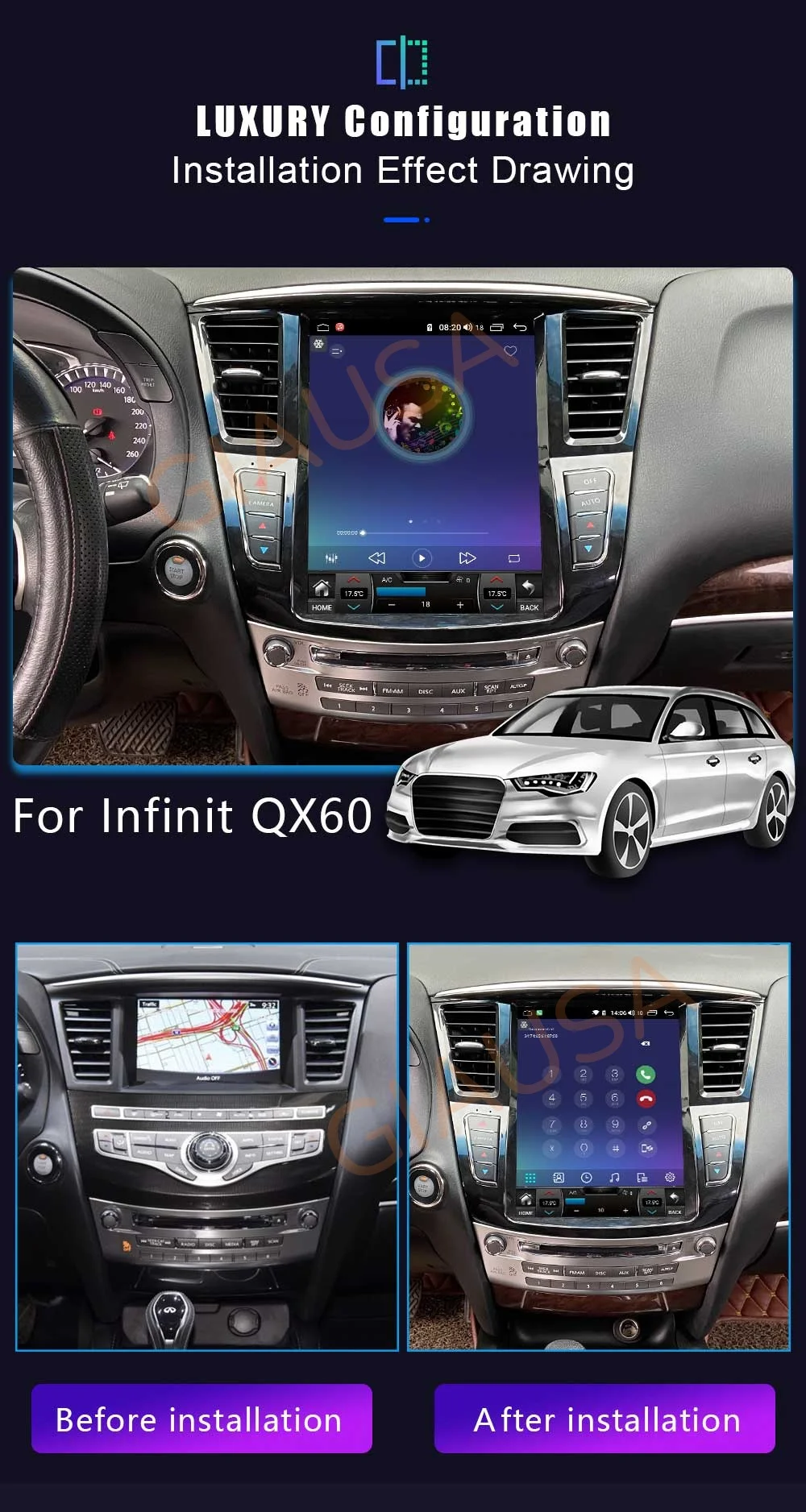 For Infiniti QX60 JX35 2014-2019 12.1