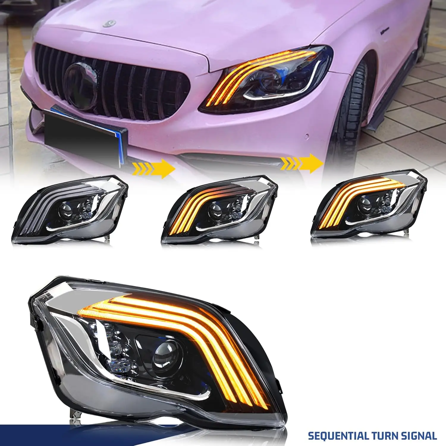 LED Headlights for Mercedes Benz GLK350 GLK250 2013-2015 Front Lamps(Fit Halogen Model Only)