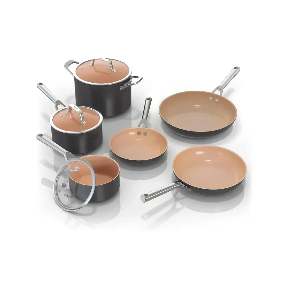 

Non-stick Cookware for Kitchen Pots Offers Thick Bottom Pots Sets for Cooking Cast Iron Frying Pan Utensils Set