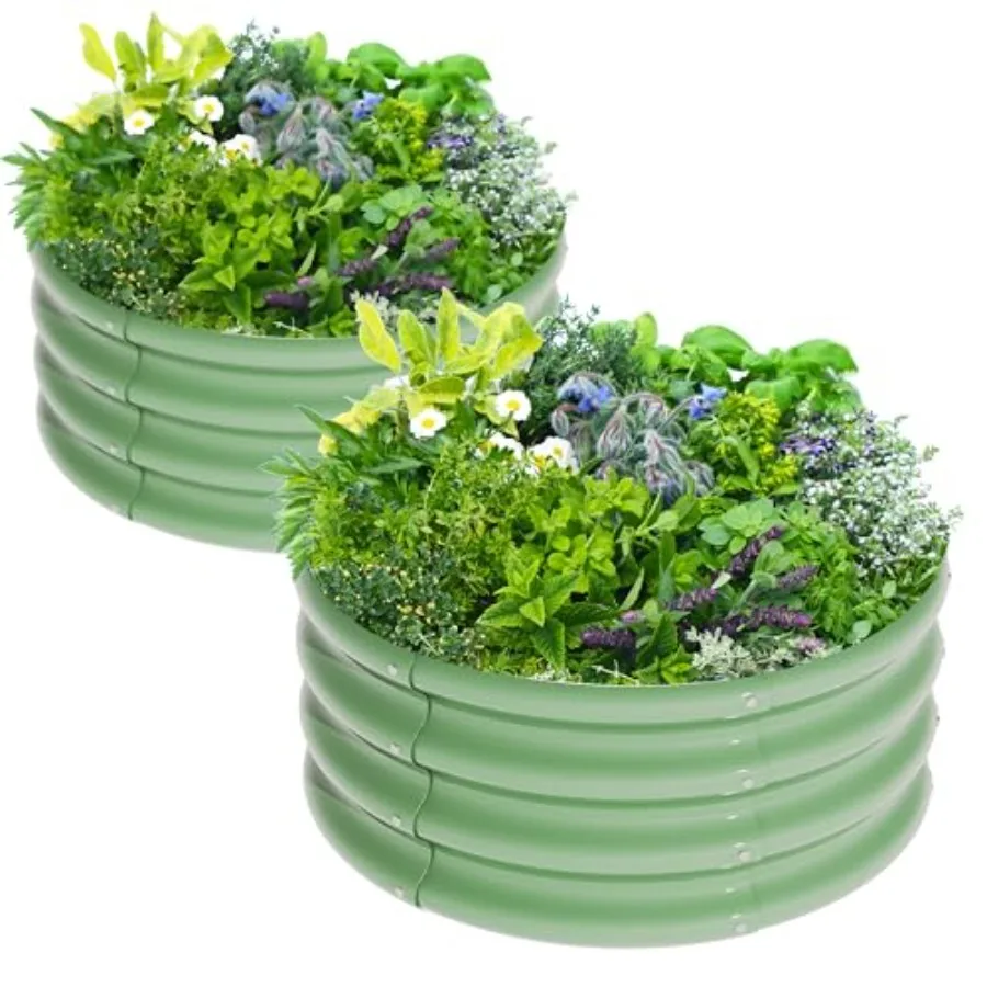 

Комплект из 2 круглых приподнятых грядок 2x2x1 фут (около 60x60x30 см) из оцинкованной стали для цветов, трав, овощей и зелени