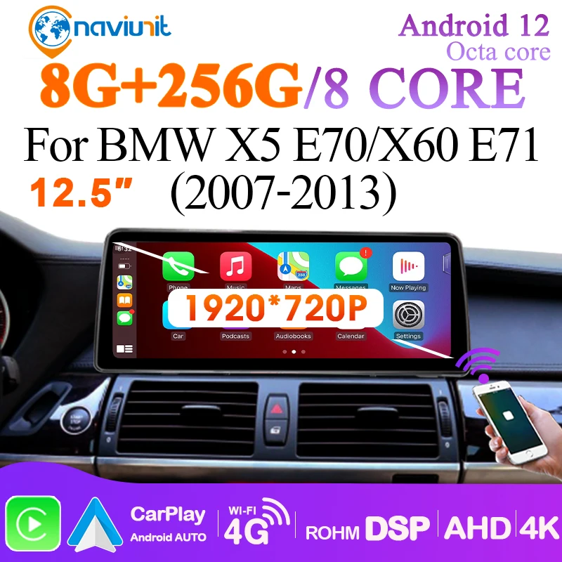 Wireless Carplay 8 Core 2 din Android 12.0 Car Radio GPS For BMW X5 E70 X6 E71 2007-2013 Auto Radios Stereo multimedia player 4G