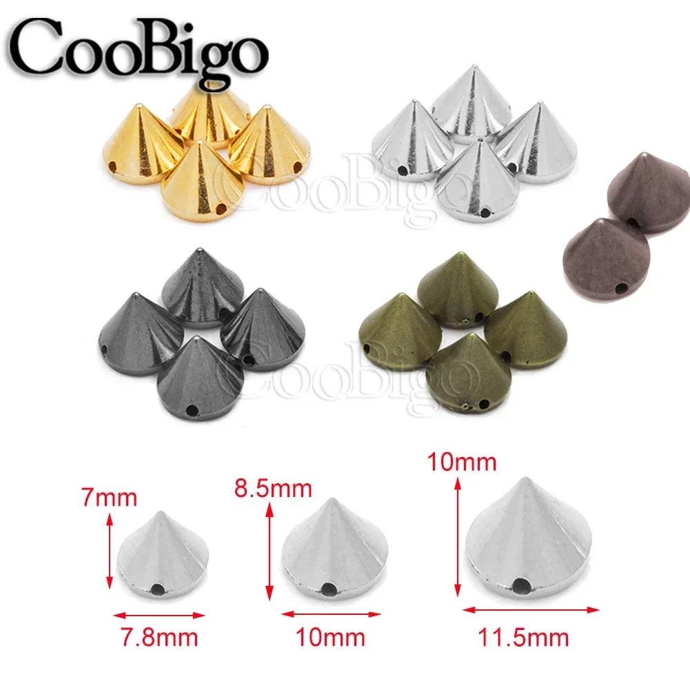 100pcs Sew on Rivets Stud Spikes Bead Cone Punk Rivet DIY Leather Craft Bracelet Boots Backpack Bag Garment Accessories Plastic