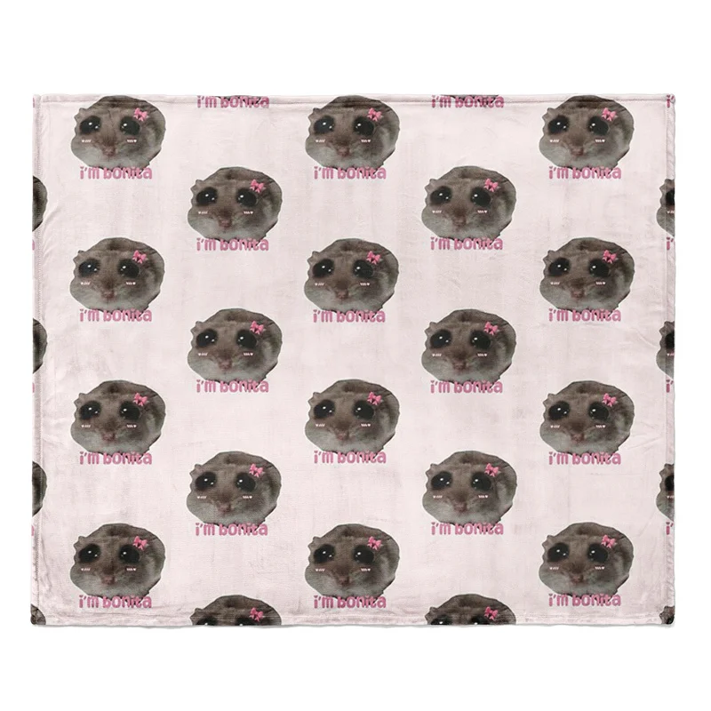 Gaslight Gatekeep Girlboss Sad Hamster Meme I'm Bonita Throw Blanket for Women Men Girls Boys Kids Pets Dogs Cats Couch Sofa