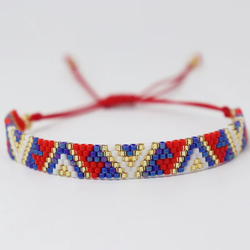 بوهو البوهيمي مثلث ميوكي الخرز سوار مُزين بالخرز قابل للتعديل حبل الإسورة أساور للنساء الرجال مجوهرات الصداقة #3