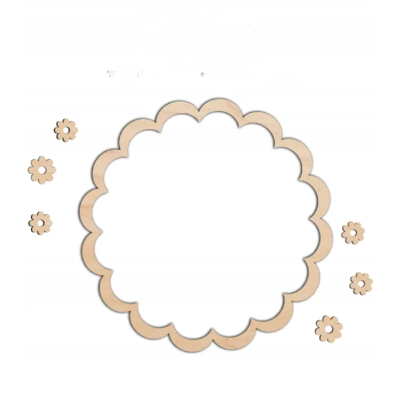 

Scalloped Circle Outline Unfinished Wood Cutout Shape Scallop Frame DIY wall decoration Wooden Circular Frame