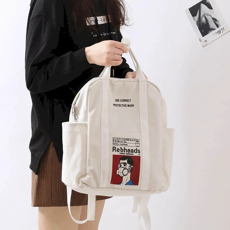 Basic Backpacks Contrast Color Harajuku Minimalist Waterproof Canvas Students School Bags Versatile High-capacity Travel Bags