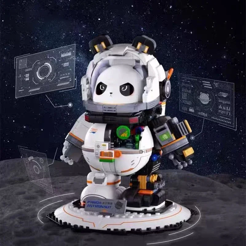 New Wekki Building Blocks Cartoon Anime  Space Panda Mechanical Cat Desk Decoration Model Puzzle Games Children's Toys Girl Gift