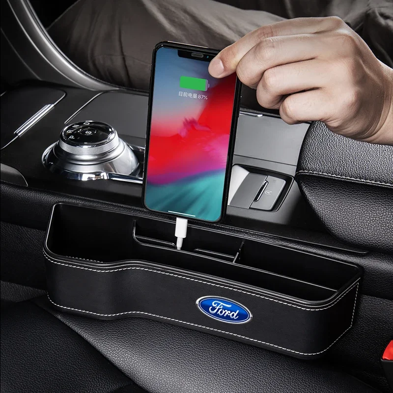 Car Styling Car Seat Organizer Wallet Phone Storage Box Cup Holder for Ford Mustang Mondeo Focus Fiesta Escape Ecosport Ranger