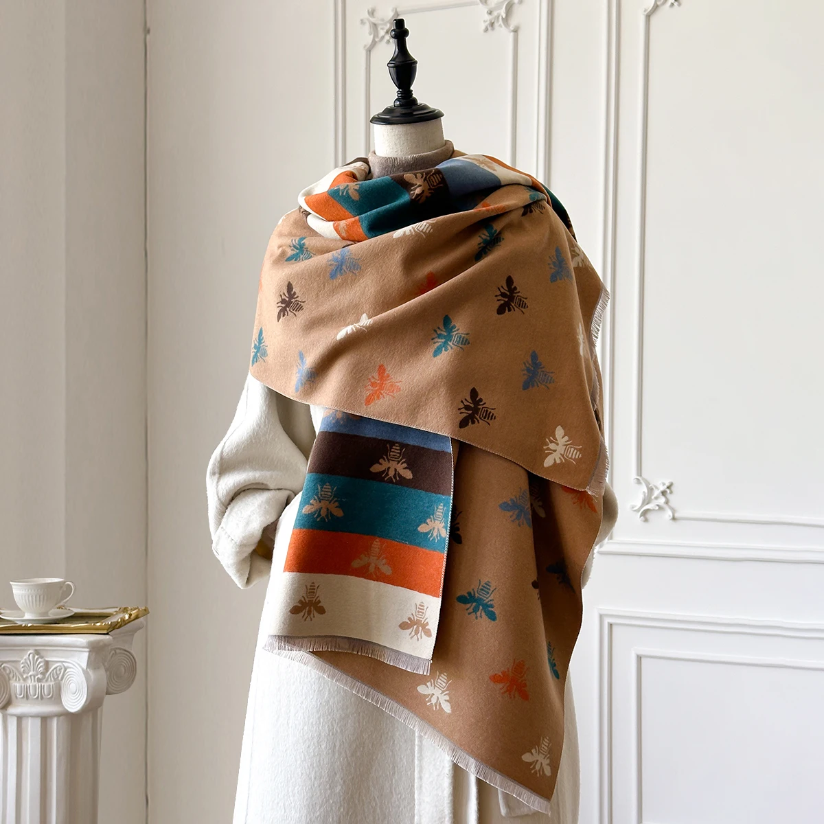 Neue Luxus Herbst und Winter Kaschmir Druck Schal Frauen Warme Pashmina Poncho Schals Mode Schal Dicken Foulard Bufanda – Detail 10