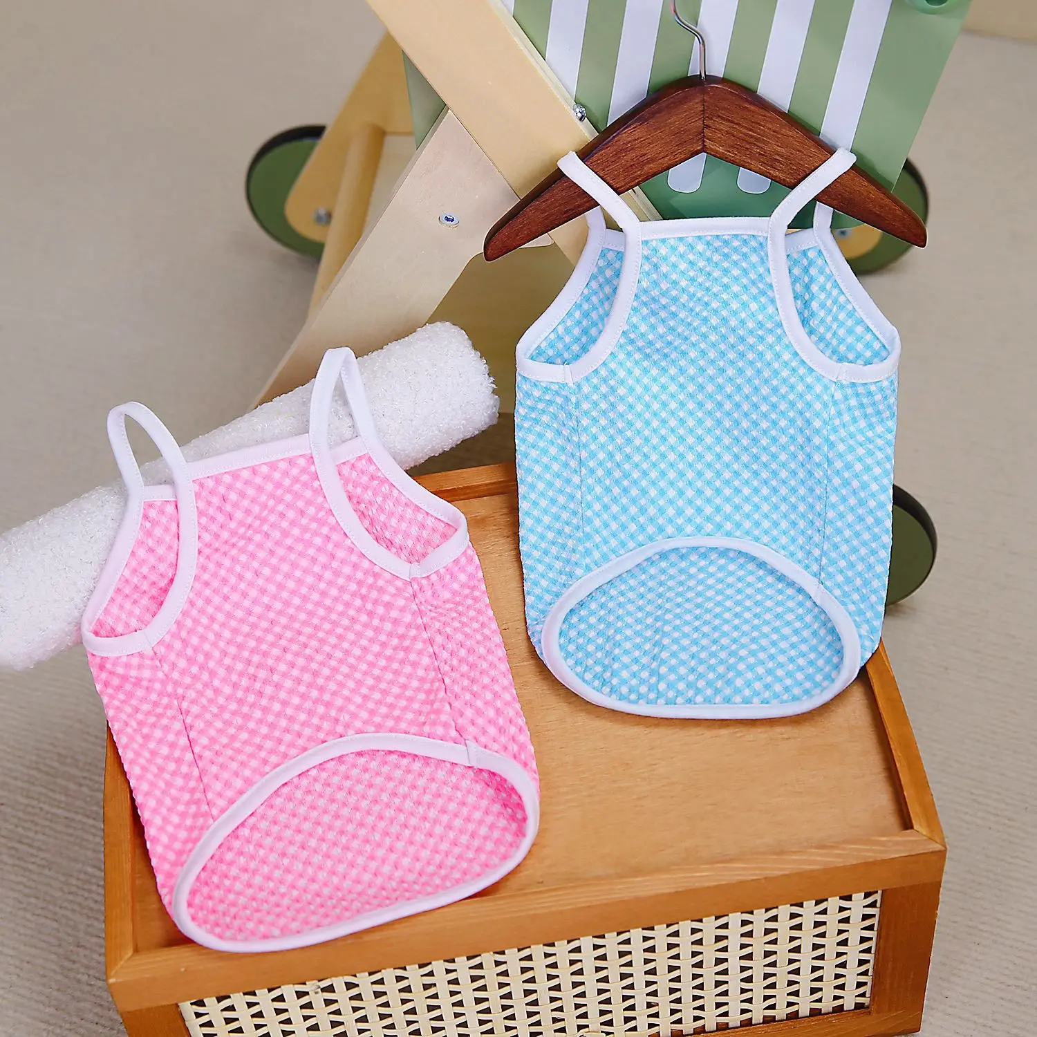Dog Clothes Pet Apparel Spring Summer Bichon Poodle Vest T-shirt Blue Pink 2 Colors Camisole view 5