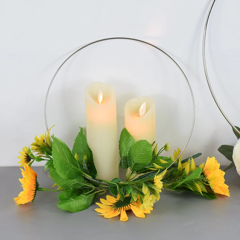 15-40 cm Hochzeit Kranz Silber Eisen Metall Ring Braut Handheld Girlande Dekoration Künstliche Blume Rack Party Hintergrund decor Hoop – Detail 6
