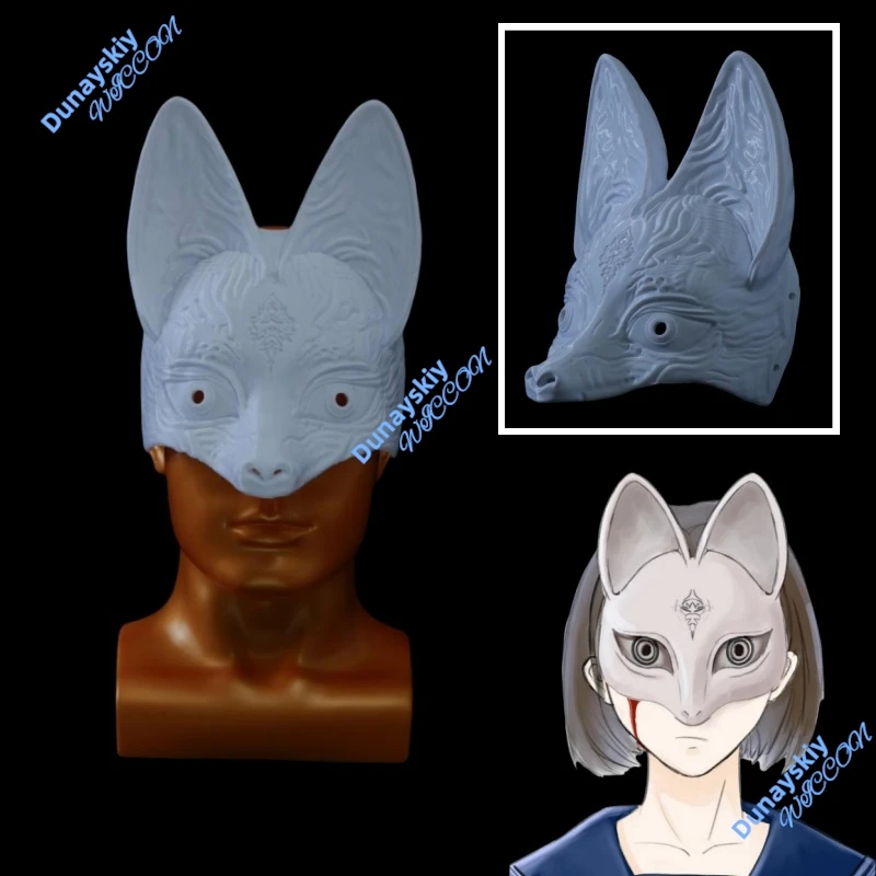 

Hill Halloween Masquerade Party Fox Mask 3D Printed Silent Shimizu Hinako Adult Half Face Cosplay Prop