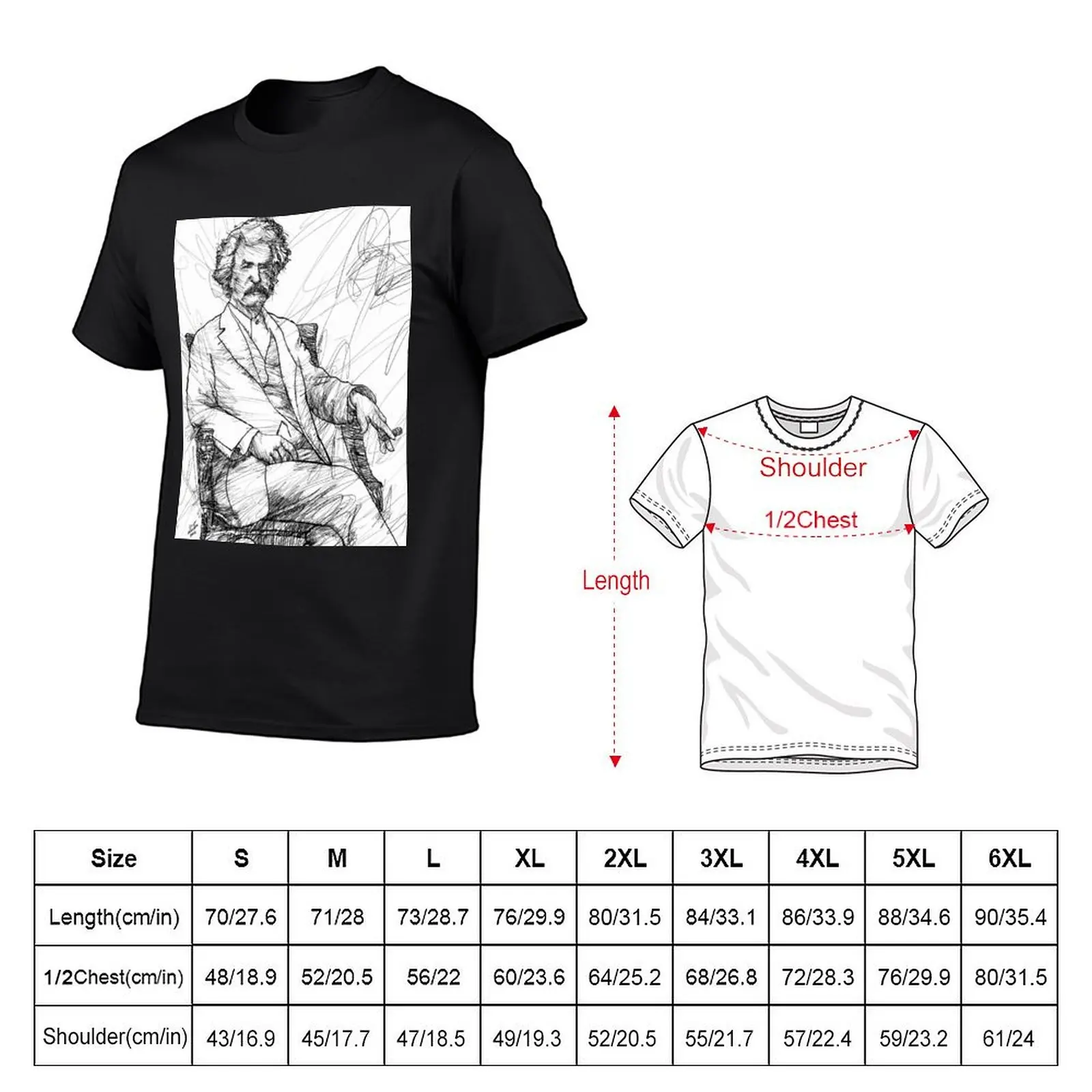 MARK TWAIN - ink portrait .5 T-Shirt anime t shirts summer tops big and tall t shirts for men