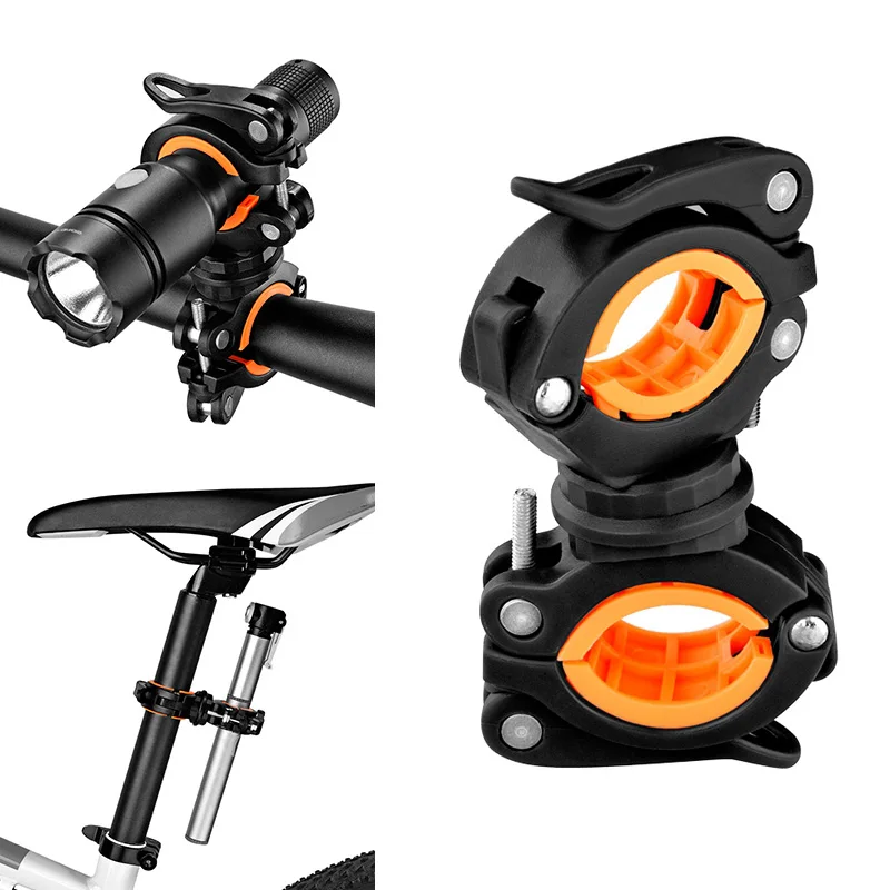 Fahrrad-Taschenlampenhalterung, Kunststoff, Gummi, Metallteile, leicht, für Radfahren, Fahrradlenker-Zubehör