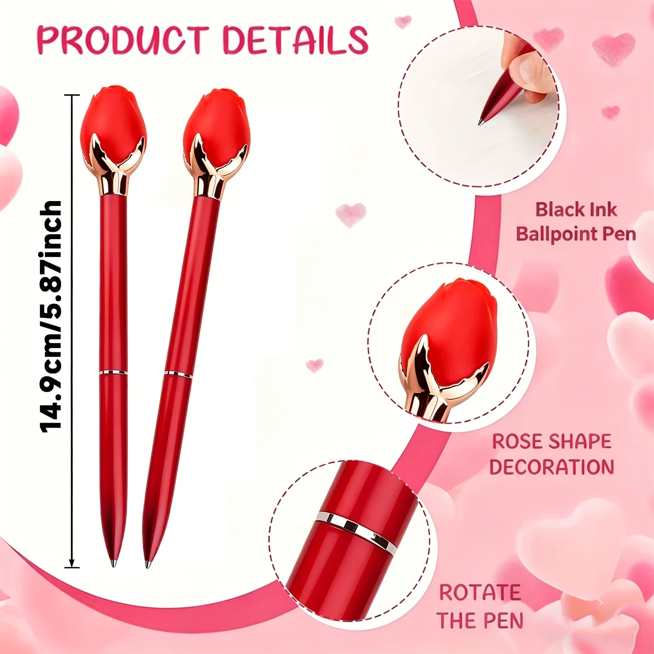 Personalized Red Rose Pen Custom Engrave Name Signature Pen Gift Box Valentine Wedding Gift For Ladies With Red Gift Box