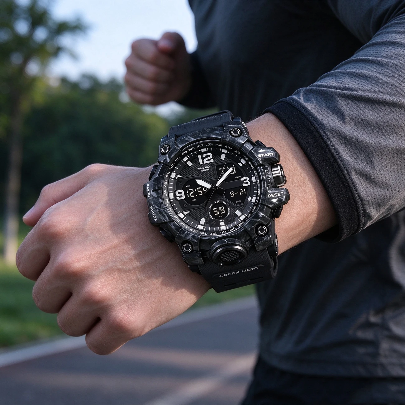 Dual Monitor Men's Watch, Military Alarm Clock, Stopwatch, Quartz Watch, Waterproof Sports Watch, Men's Led Digital Clock