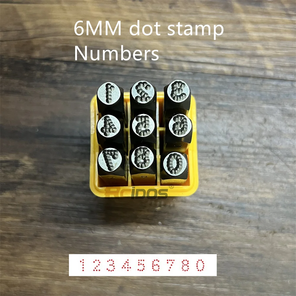 6mm German style Numbers Dotted/lattice Motorbike,RCIDOS Car Chassis number dot stamp 0-8,9pcs/box