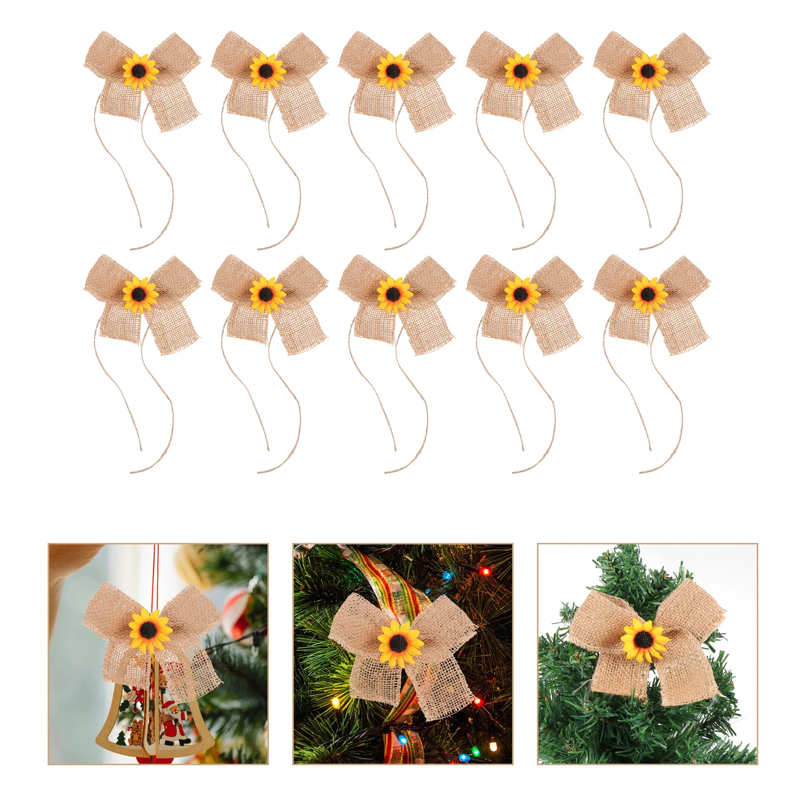 

10Pcs Decorative Bowknots Festive DIY Adorn Natural Wood Plate Holiday Wedding Party Christmas Accessories Indoor Outdoor Use
