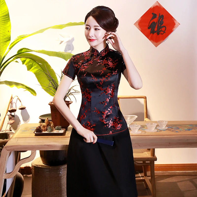 Big Size 3XL 4XL Improved Cheongsam Women Vintage Button Novelty Tang Top Traditional Chinese Costume Mandarin Collar Slim Qipao