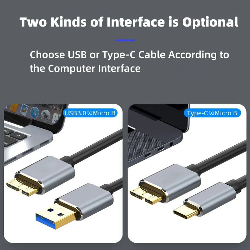 USB3.0 A To Micro B Connector Cable 5Gbps High Speed Transmission For MacBook Laptop Smartphone Connection Hard Drive Disk