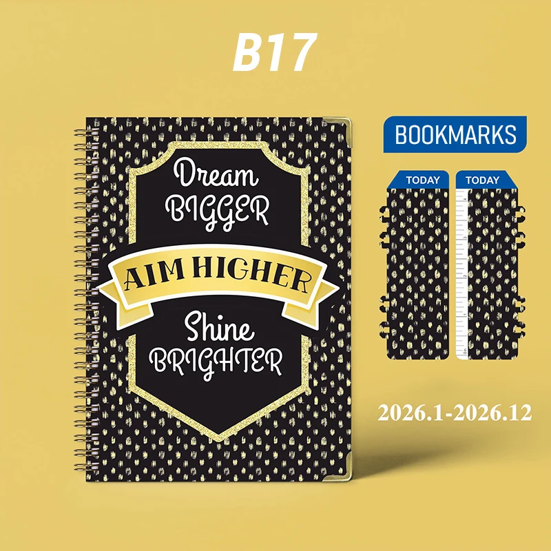 สมุดแพลนเนอร์รายสัปดาห์ ปีการศึกษา 2026 ภาษาอังกฤษ ขนาด A5 แบบสันห่วง สมุดบันทึกไดอารี่ สมุดแพลนเนอร์ตารางงาน อุปกรณ์เครื่องเขียนสำนักงาน