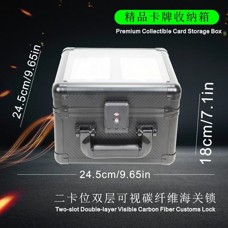 Card Box Two Card Positions Double-layer Transparent Card Brick Collection Box, Aluminum Alloy Carbon Fiber Toolbox