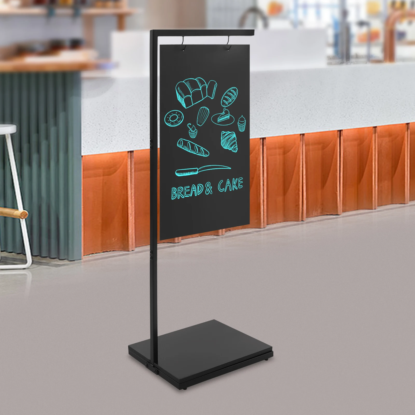 

Black Iron Vertical Blackboard 18.3x11.8x43.3-inch Double-sided Big Board Coffee Shop Billboard Vertical Movable Blackboard