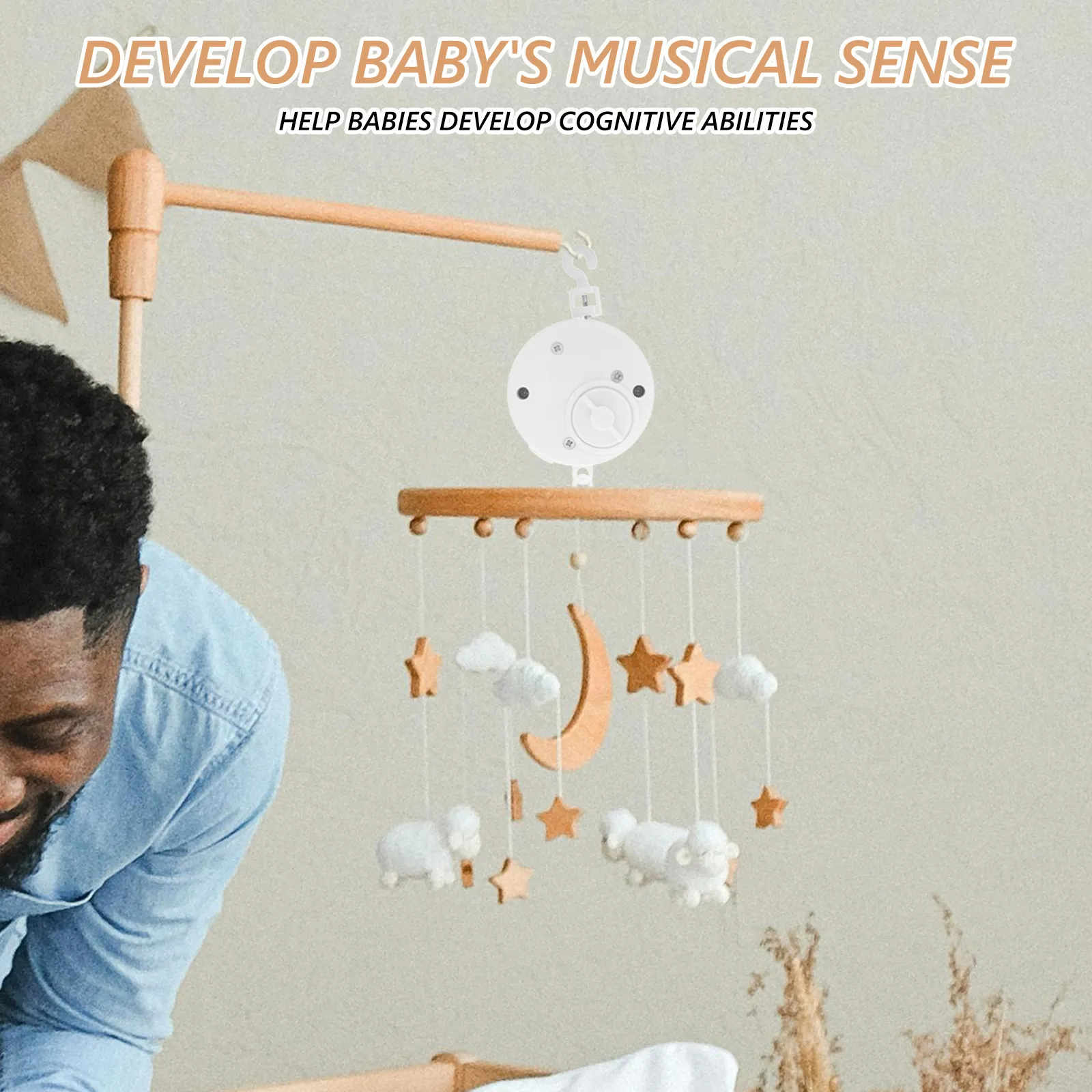 

Baby Crib Mobile Musical Rotating Bed Mobile Spinner for Calming Sleep Lullaby Music Infant Development