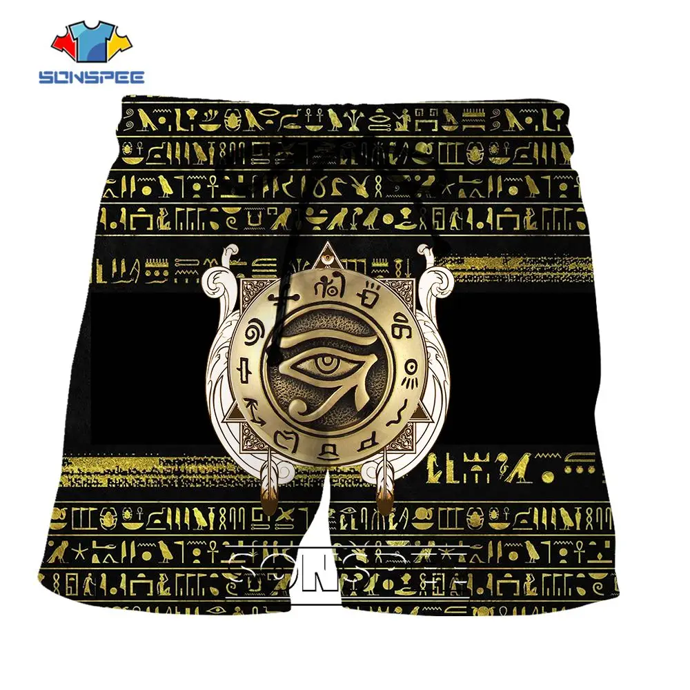 

SONSPEE Ancient EgyptianShorts Men Women's Street Sportwear Personality Oversized 3D Print Of The Eye Of Horus Short Pants