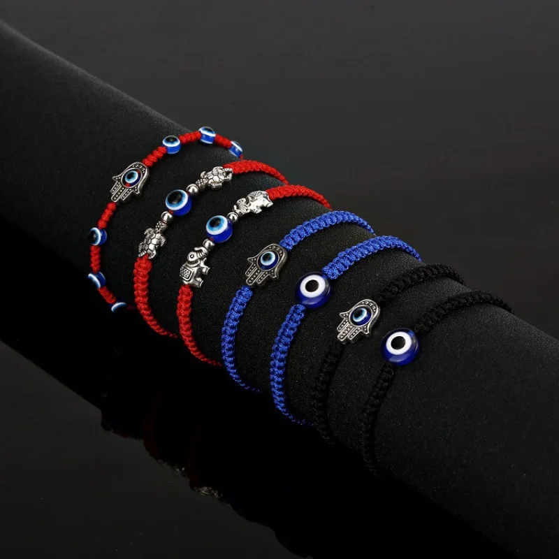 Turkse Blauwe Boze Oog Armband Mannen Vrouwen Handgemaakte Geweven Rode Draad Verstelbare Gevlochten Armband Geluksgebed Pulsera Sieraden Cadeau