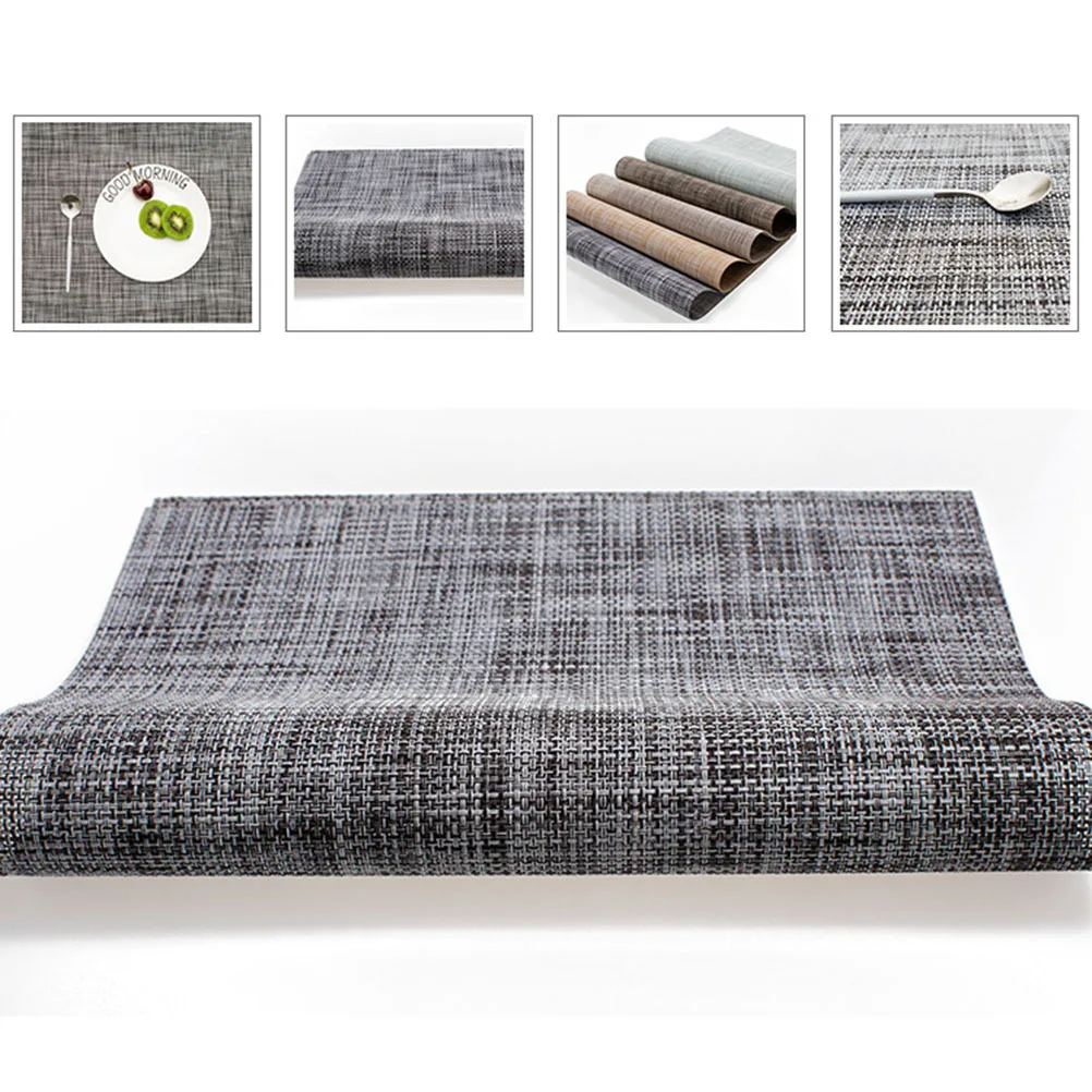 

Griege Woven PVC Table Mat Thicken Heat Insulation Placemat for Western Restaurant Skid Resistant Easy Clean