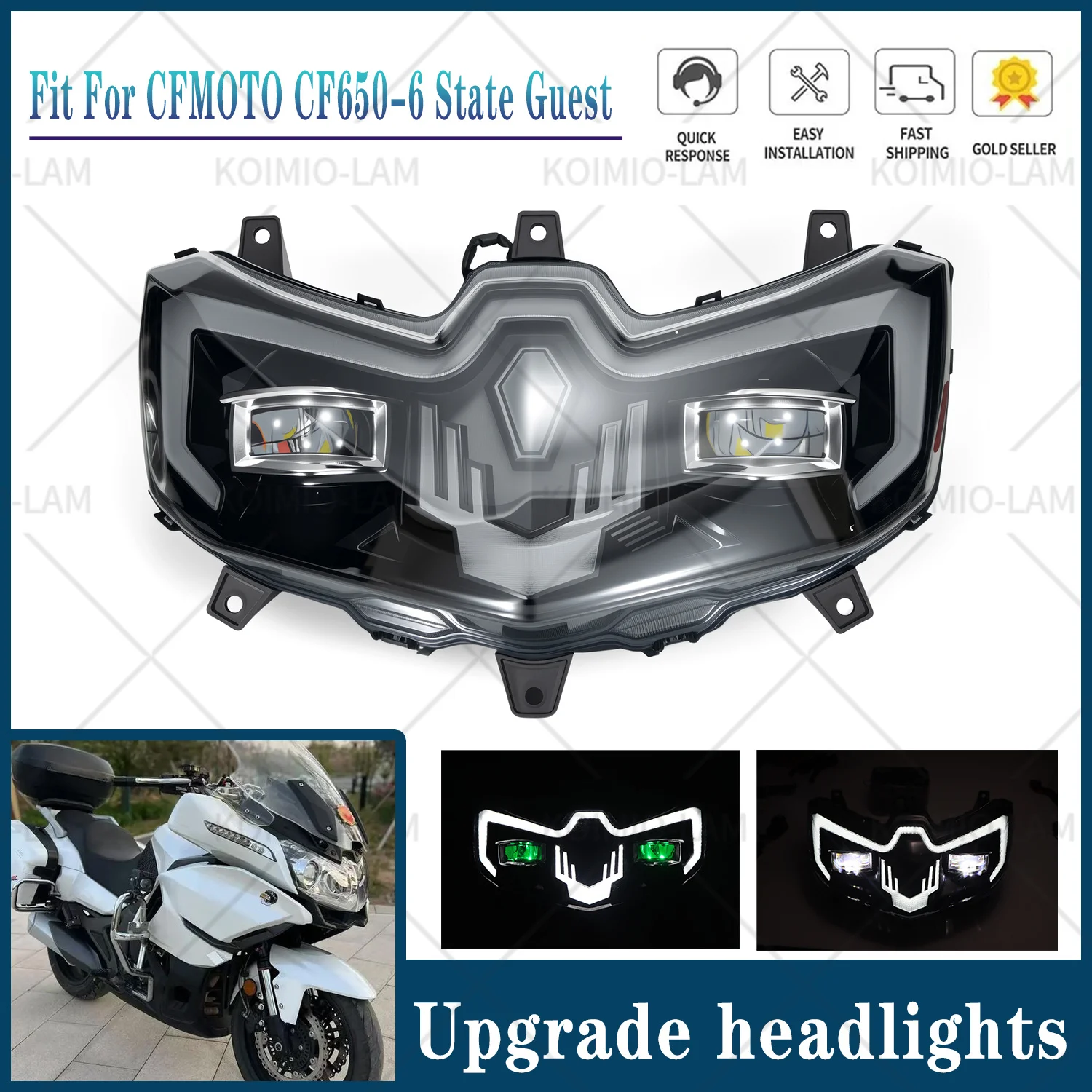 Fit For CFMOTO 650 CF650-6 State Guest Motorcycle Upgrade HeadLight Assembly Headlamp