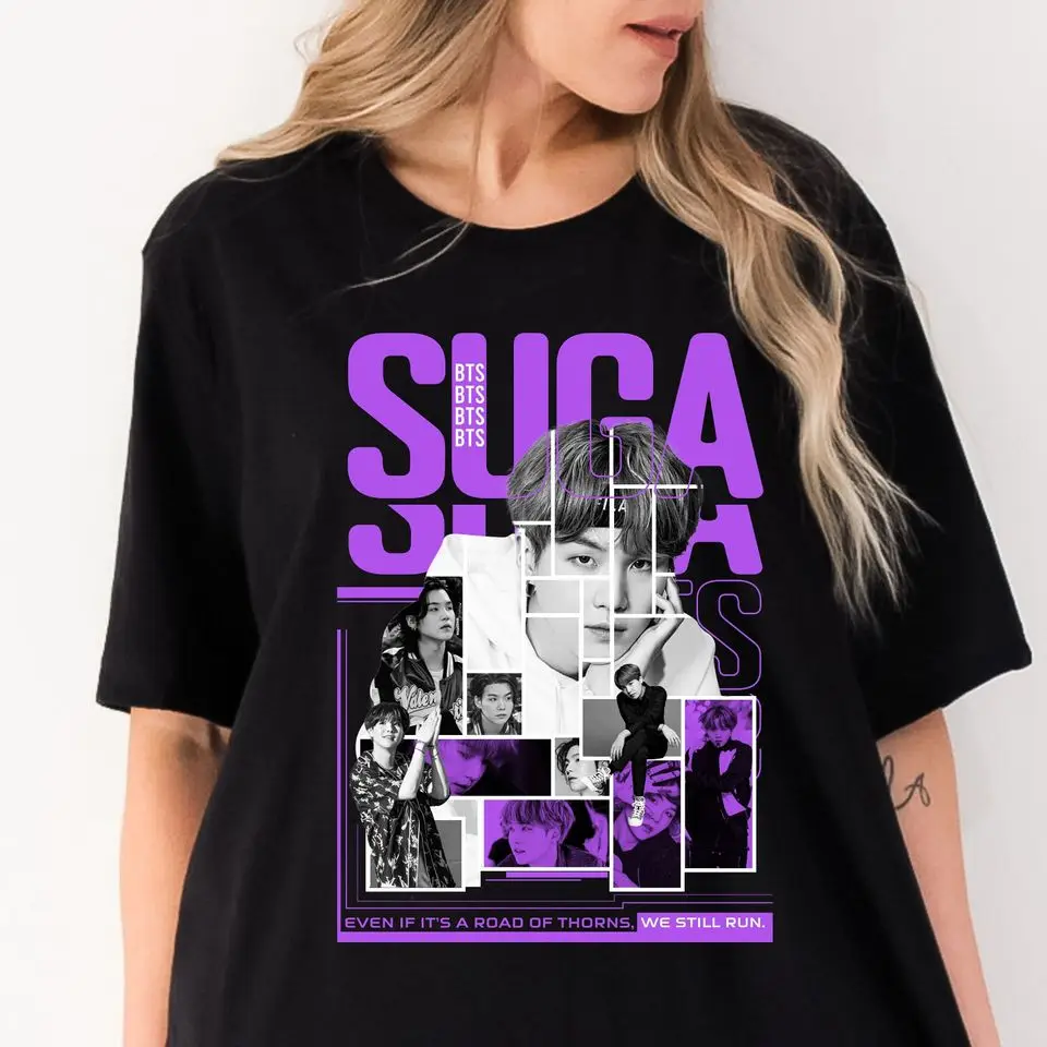 Suga Vintage T-Shirt, Min Yoongi Shirt, August D Women And Men Short-Sleeve O-neck Cool Style