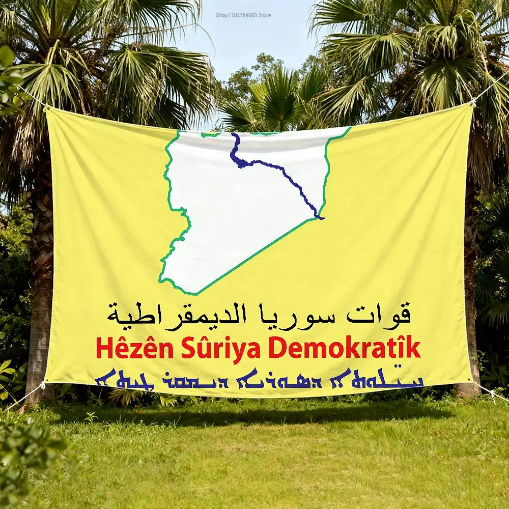 

S-Syrian Democratic Forces SDF Flag Tapestry Banner For Bedroom Outdoor Living Room Restaurant Bar Wall Decor Party