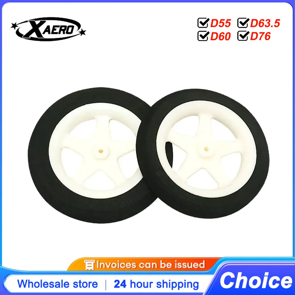 

XFlight 2 шт. RC пенопластовые колеса 55 мм/60 мм/76 мм легкие 5-спицевые губчатые шины для RC самолета шасси запасные части