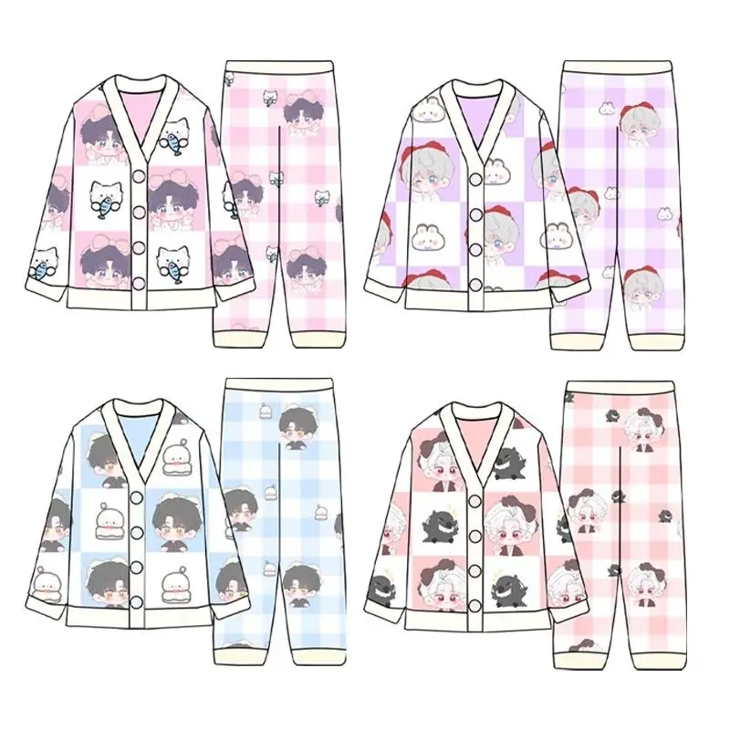 Conjunto de pijama de franela para Cosplay de Anime Love and Deepspace, estilo grueso de dibujos animados, ropa para el hogar para mujer, camisón, regalo de Navidad