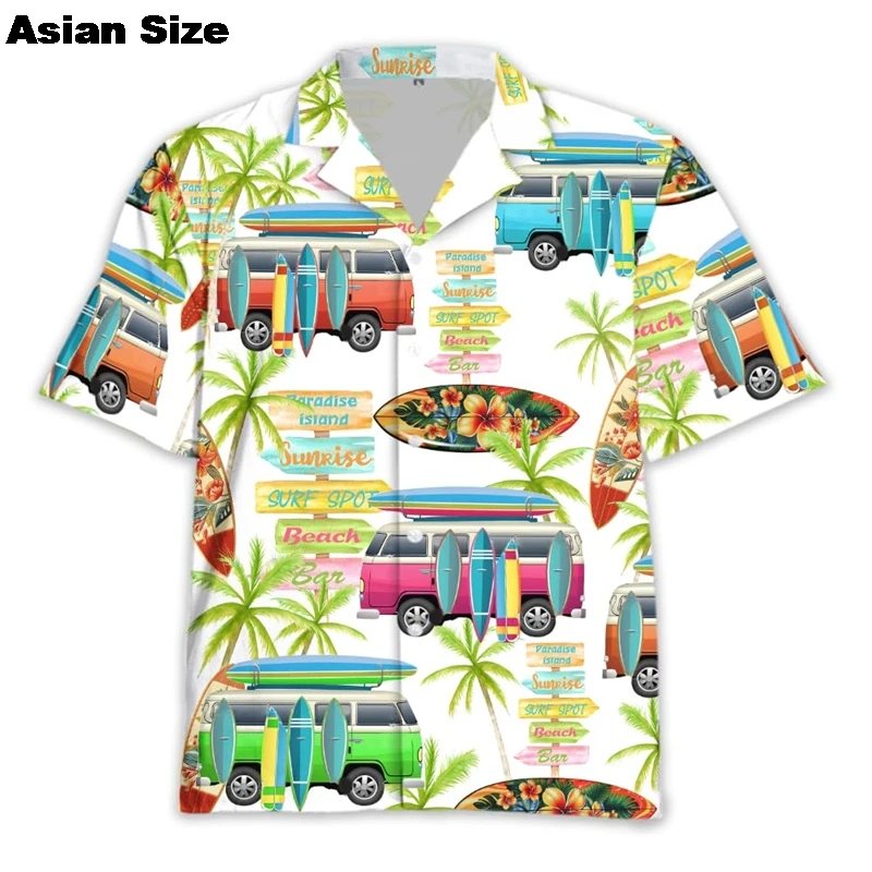Hawaiian Surfing Men Shirt 3D Printed Man Women Casual Surf Men Short Sleeves Shirts Lapel Button Tops Surfboard Unisex Clothing