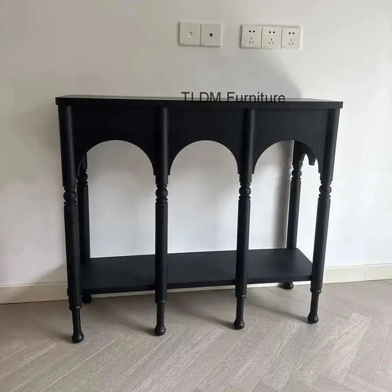 

Nordic Living Room Furniture American Retro Solid Wood Console Tables Home Hallway Entrance Cabinet High-leg Storage Side Table