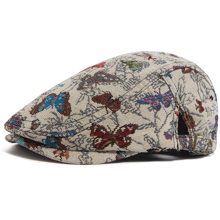 Women Berets Butterfly Embroidery Vintage Flat Cap Men Spring Autumn Newsboy Caps Fashion Female Elegant Ladies Visor Hat Girls