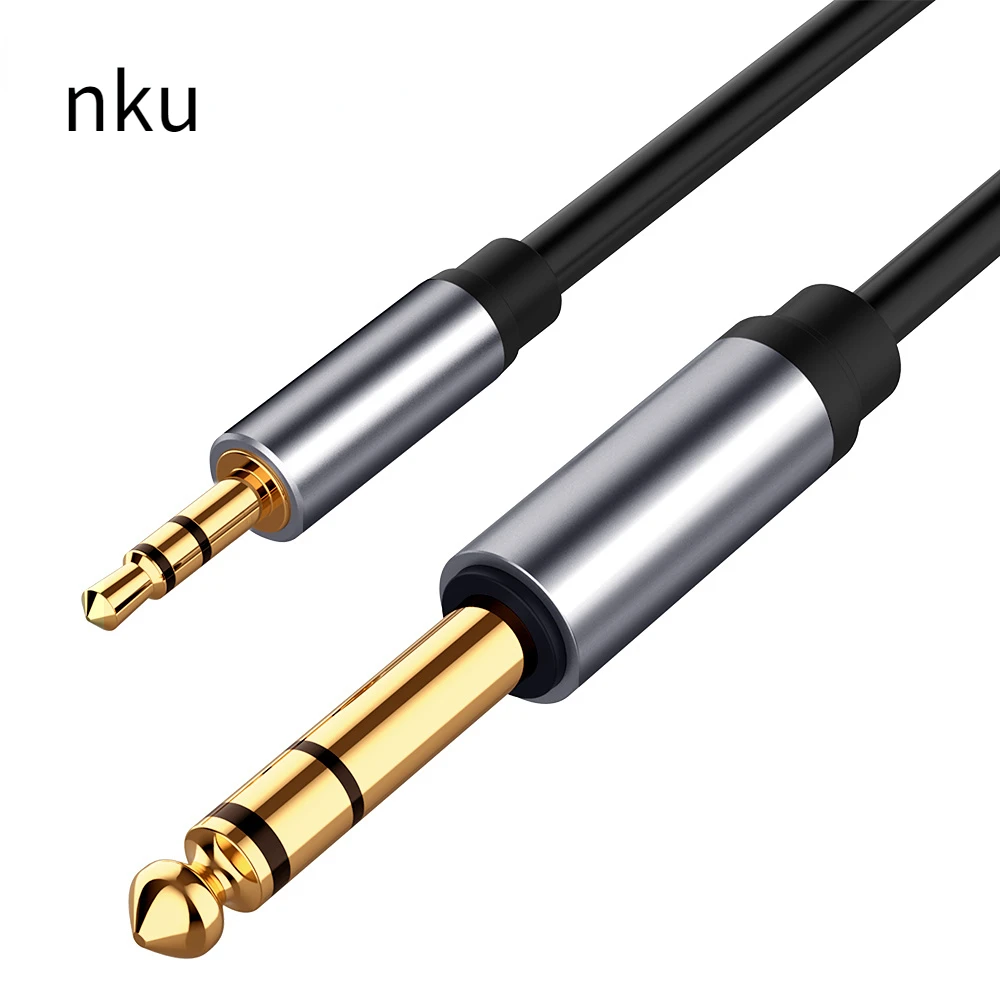 

Nku 3.5mm TRS To 6.35mm Jack Audio Adapter Gold Plated 1/8 To 1/4 Aux Cable for Phone PC Mixer Headset Guitar Amplifier Speakers