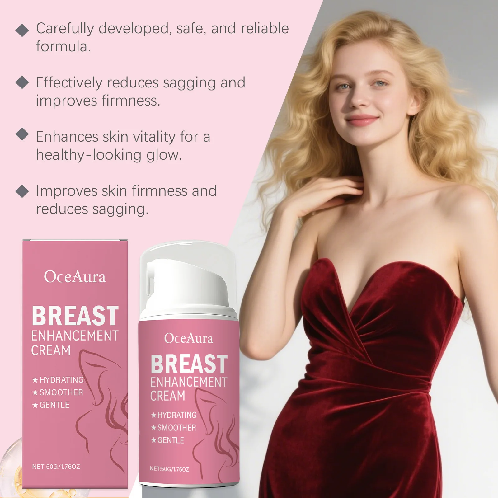 OCEAURA Breast Growth Cream Compact Plump Promote Growth Improve Elasticity Deeping Hydration Compact Lift Breast Massage Cream - view 3